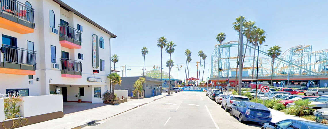 front of Carousel Beach Inn